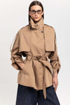 Camel short trench with belt