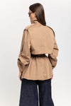 Camel short trench with belt