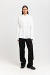 Off white cotton poplin wrap shirt