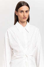 Off white cotton poplin wrap shirt