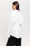 Off white cotton poplin wrap shirt