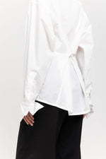 Off white cotton poplin wrap shirt