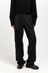 Deep black twill wool tailored pants