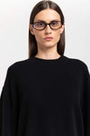 Black cashmere cropped pullover