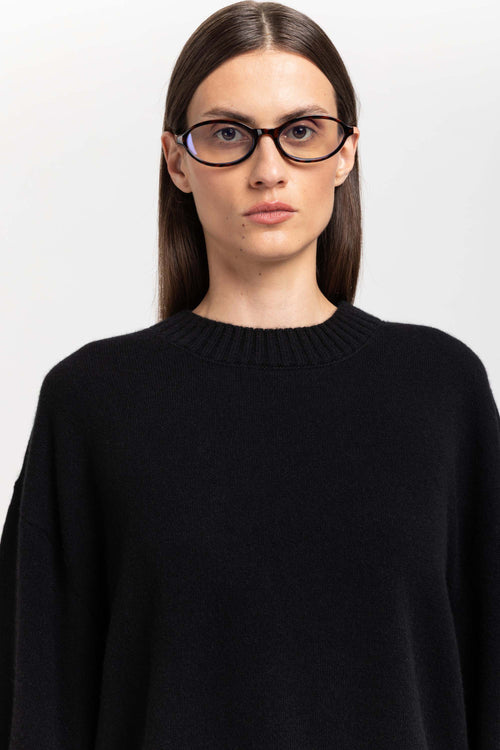 Black cashmere cropped pullover