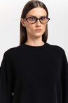 Black cashmere cropped pullover