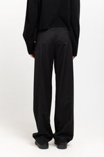 Deep black twill wool tailored pants