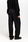Deep black twill wool tailored pants