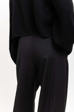 Deep black twill wool tailored pants