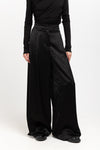 Black viscose jacquard evening high waisted wide pants