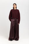 Wine red cashmere cropped pullover