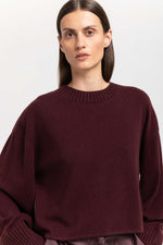 Wine red cashmere cropped pullover