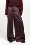 Burgundy viscose jacquard evening high waisted wide pants