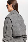 Black & white checkered wool short trench with belt