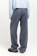 Blue herringbone suiting tailored pants