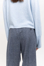 Blue herringbone suiting tailored pants