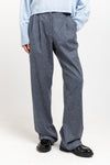 Blue herringbone suiting tailored pants