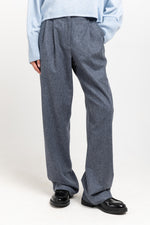 Blue herringbone suiting tailored pants