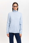 Denim blue cashmere lightweight turtleneck