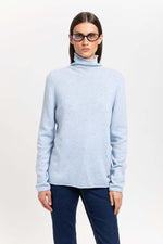 Denim blue cashmere lightweight turtleneck