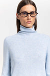 Denim blue cashmere lightweight turtleneck