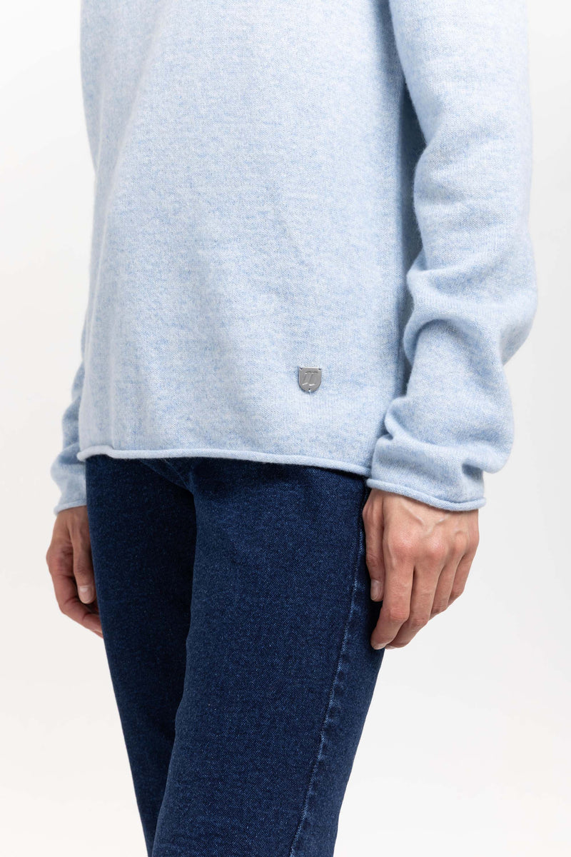 Denim blue cashmere lightweight turtleneck