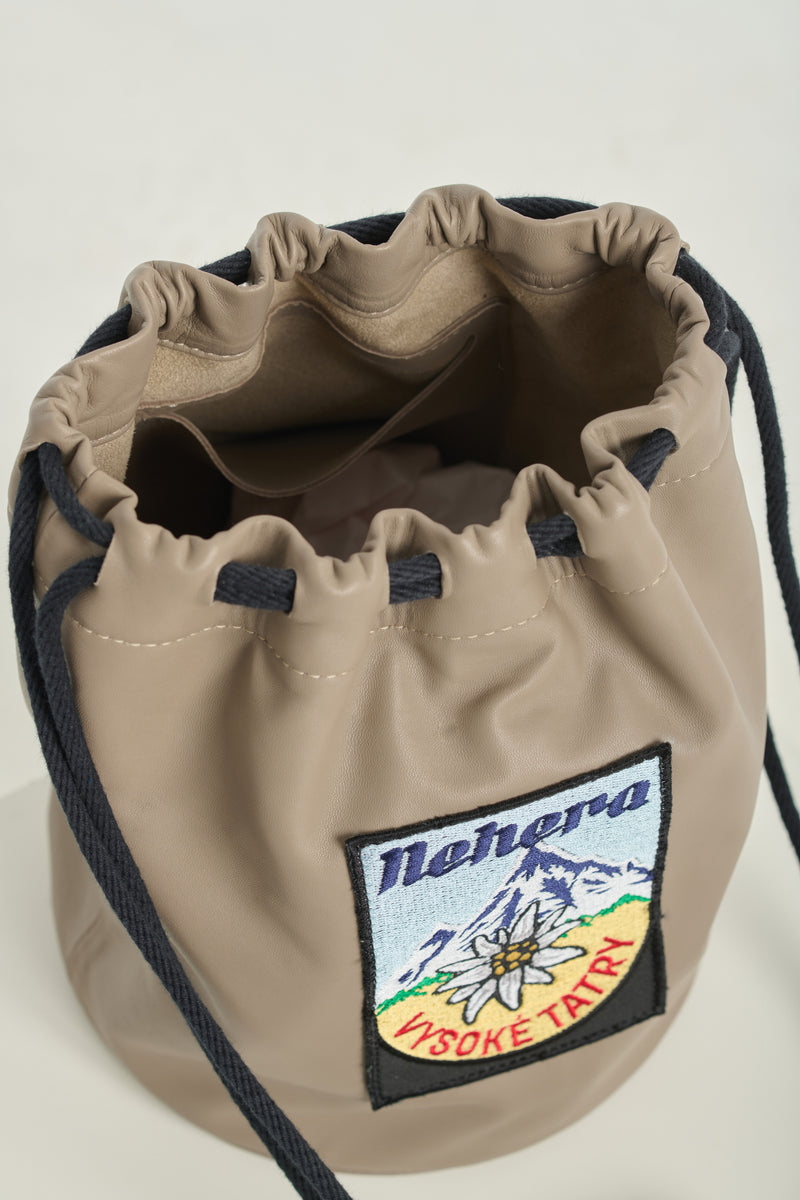 TATRY Grey Nappa leather bucket bag