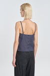 Denim grey wool twill tank top