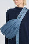 Dusty blue tech satin crossbody handbag