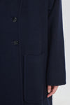 Dark blue soft fleece wool tailored coat