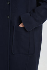 Dark blue soft fleece wool tailored coat