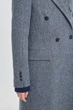 Soft blue harris tweed tailored coat