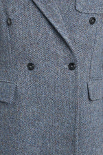 Soft blue harris tweed tailored coat