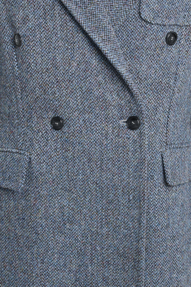 Soft blue harris tweed tailored coat