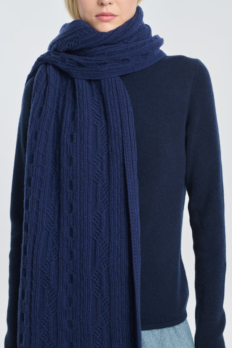 Navy extra fine merino scarf