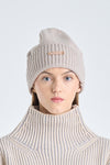 Grey beige extra fine merino beanie