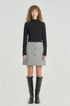 Light grey quilted buttoned skirt