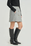 Light grey quilted buttoned skirt