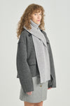 Light grey merino turtleneck shawl