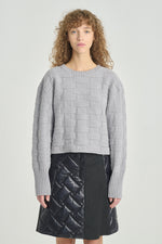 Light grey textured crewneck sweater