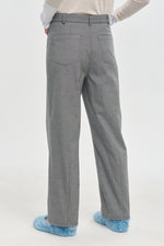 Grey denim cropped straight pants