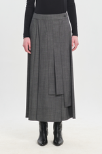 Denim grey wool twill skirt-pants