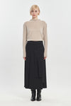 Black wool twill skirt-pants