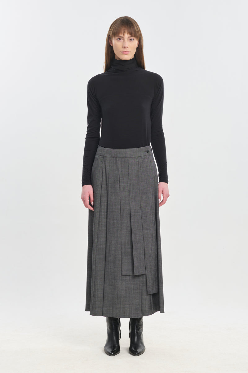 Denim grey wool twill skirt-pants