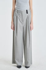 Light grey wool oversized straight leg pants