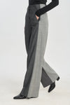 Denim grey wool twill wide leg pants