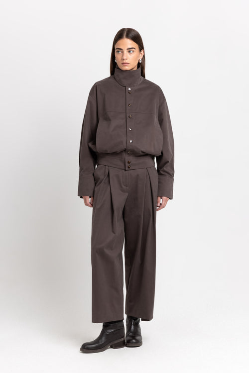 Earth brown soft touch cotton paperbag pants