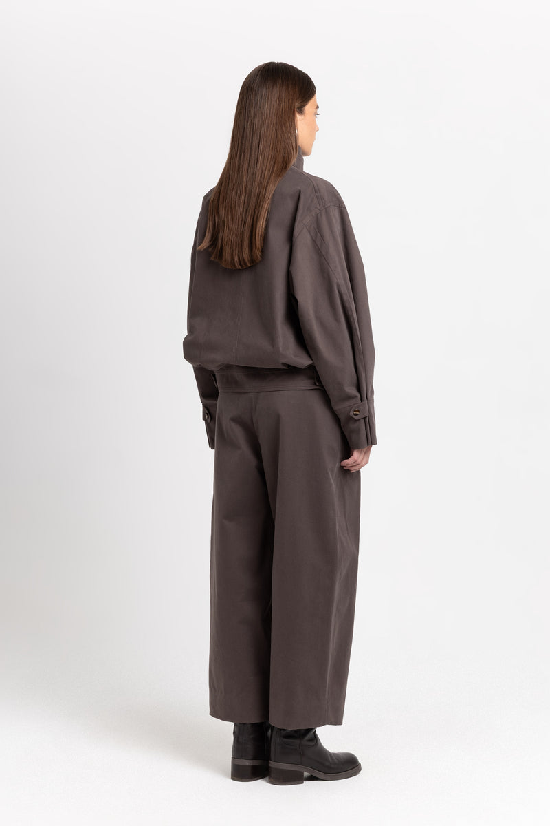 Earth brown soft touch cotton paperbag pants