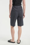 Faded blue cotton linen straight shorts