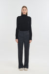 Dark slate light wool straight leg pants